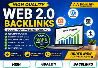 I will manually establish 100 high authority Web 2.0 backlinks to boost SEO.