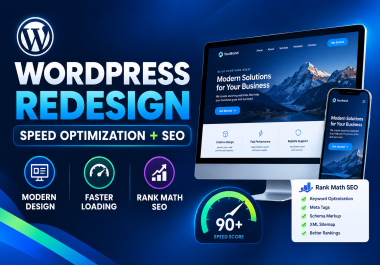 I will redesign WordPress website,  optimize speed and setup Rank Math SEO