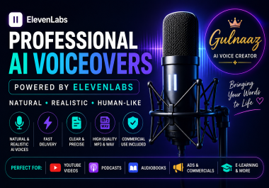 I will create realistic AI voiceovers using ElevenLabs