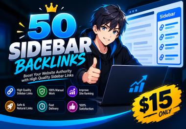 50 High Quality DA/DR 50+ Manual Sidebar Backlinks for Your Website