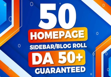 50 Homepage Sidebar-Footer-Blogroll PBN DA 50+ Dofollow Backlinks BUY 4 Get-1 Free