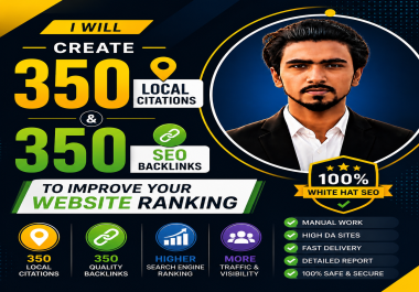 I will create 350 SEO backlinks & local citations for higher rankings