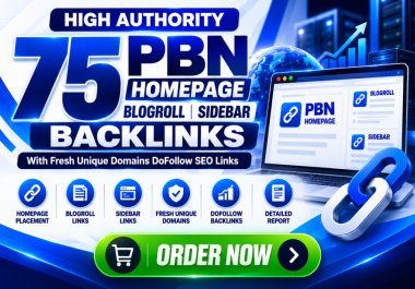 75 PBN Homepage Blogroll Sidebar Backlinks With Fresh Unique Domains DoFollow SEO Links