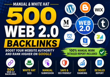 I will create 500 manual web 2.0 backlinks for your website SEO