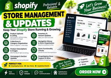 I Will Manage Your Shopify Store,  Products,  Collections,  and Daily Operations