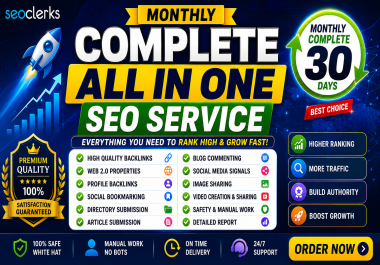 Monthly SEO,  Link Building & Website Promotion Service Organic Traffic & Rankings