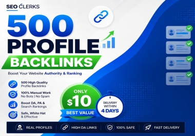 I will create 500 high quality manual profile backlinks for SEO ranking.
