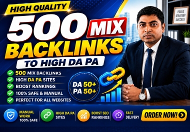 I will create 500 high DA contextual mixed backlinks for SEO ranking