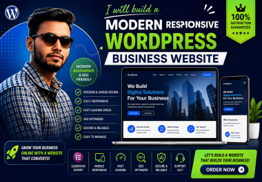 I will build a modern responsive SEO friendly WordPress business website
