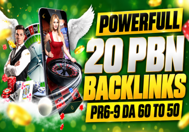 20 PBN Backlinks DA50+ For CASINO SLOT GAMBLING Websites