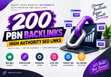 200 High Authority PBN Backlinks DA 50+ DoFollow SEO Links