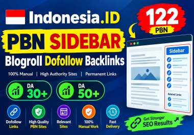 High Quality 122 Indonesia. ID PBN Sidebar Blogroll Dofollow Backlinks
