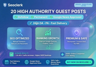 I Will Write and Publish 20,  40 or 60 Guest Posts on High DA DR Websites