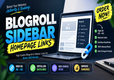 110 high DA sidebar blogroll homepage seo backlinks