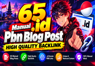 I Will Build 65 High Quality. ID PBN Blog Posts With Dofollow Backlinks