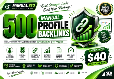 I Will Build 500 Manual Profile Backlinks for High Authority Off Page SEO