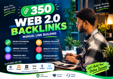 I Will Create 350 Manual Web 2.0 Backlinks With Detailed Report.