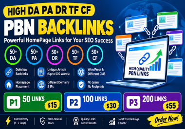 50 High DA PA TF CF Homepage PBN BackLinks