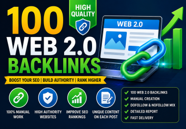 I will create 100 high quality Web 2.0 backlinks for better SEO and authority