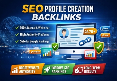 I will do 150 SEO profile backlinks with high da authority manual link building
