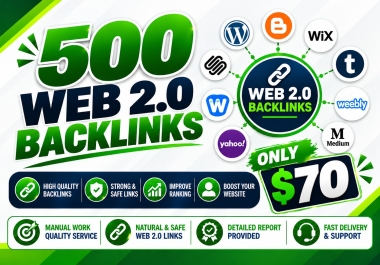 I Will Build 500 High Quality Web 2.0 Dofollow Backlinks for SEO