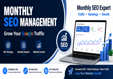 I will provide monthly SEO management to grow your website traffic