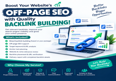 I will build quality mixed backlinks for off page SEO and website authority