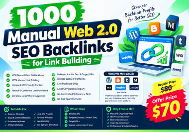 1000 Manual Web 2.0 SEO Backlinks for Link Building