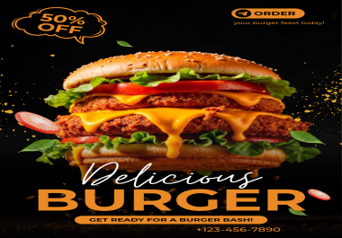 Professional Burger Food Poster Design
