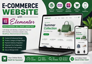 Create a modern and responsive WordPress e-commerce website using Elementor