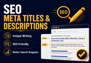 I will write optimized title tags and meta descriptions for your pages 5 pages
