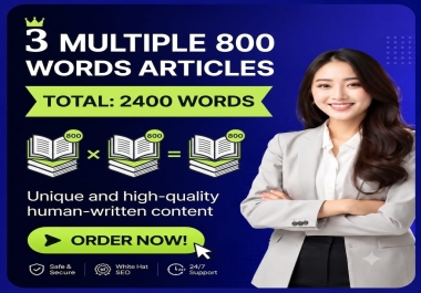 I Will Write 3 SEO Optimized 800 Word Articles,  Blog Posts,  Website Content & Human Written Content