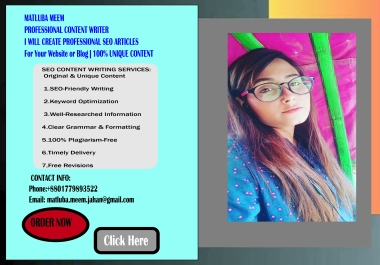 I will write 800 words a unique the high quality SEO Optimized content or website article