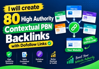 I will create 80 high authority contextual PBN backlinks with dofollow links