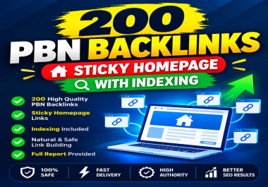 200 PBN Backlinks - Sticky Homepage - With Indexing