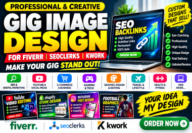 I will design professional eye catching service images covers and thumbnails for any platform
