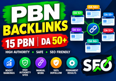 I Will Provide 15 PBN Backlinks on DA 50+ High Authority Websites