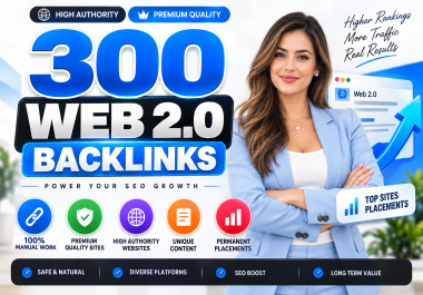 300 Premium Web 2.0 Backlinks with Manual Posts & Unique Content