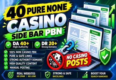 Get 40 Sidebar/Blogroll Pure Non casino PBN Backlinks DA 40+ DR 20+