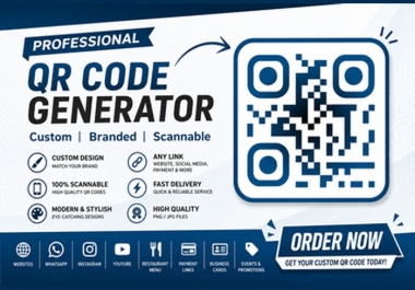 I will create professional customized QR code designs for business,  branding and cards