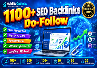 1100+ Manually Backlinks From Profile,  Web 2.0,  Directory,  Forum Post,  PDF Submission,  Classified Ad