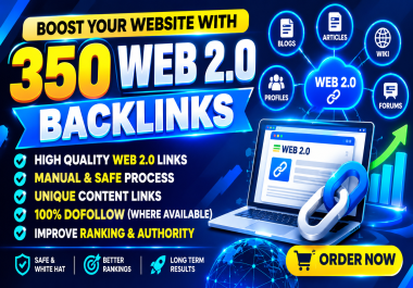 350 Web 2.0 Backlinks for SEO Manual & High Authority Links