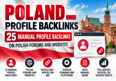 I will create 25 manual Polish profile backlinks on forums and websites