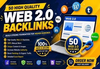 I will create 50 Web 2.0 backlinks for website SEO