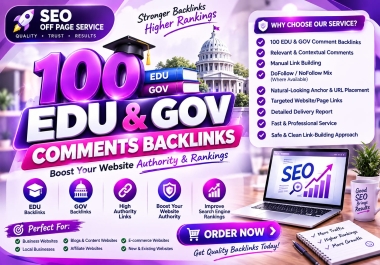 100 EDU & GOV Comment Backlinks + FREE 50 Blog Comments