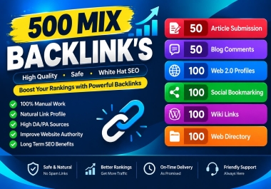 I Will Create 500 Mixed Backlinks for Website SEO and Link Building