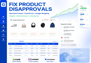 I will fix Google Merchant Center product disapprovals and feed errors