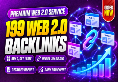 199 Web 2.0 Backlinks with a Detailed Report Manual Link Building BUY 2,  GET 1 FREE