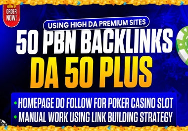 I will make 50 unique high DR DA PBN for casino site ranking