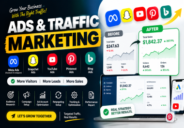I will do social media ecommerce snapchat pinterest bing ads ig f meta ads campaign